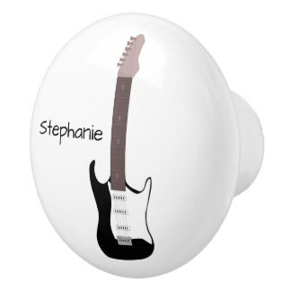 Pomo De Cerámica Diseño de guitarra eléctrica negra personalizado