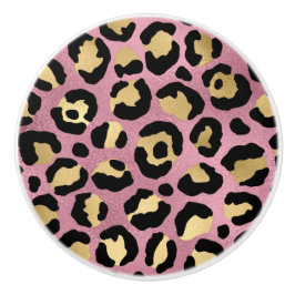 Pomo De Cerámica Diseño de la serie Leopardo Rosa y Dorado 15