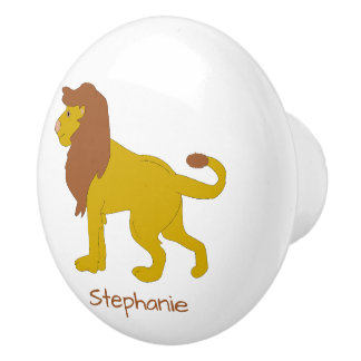 Pomo De Cerámica Diseño de León Personalizado