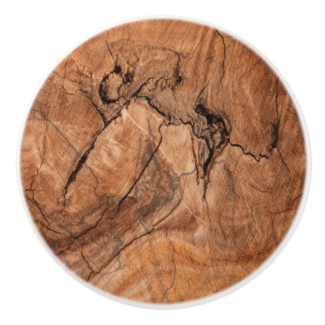 Pomo De Cerámica Diseño de madera marrón claro (Anverso)