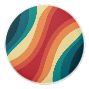 Pomo De Cerámica Diseño de ondas de estilo retro multicolor