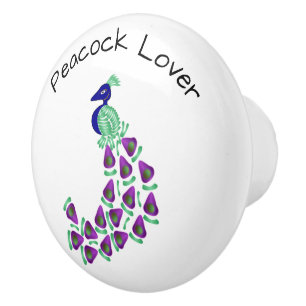 Pomo De Cerámica Diseño de Pavo Real Personalizado