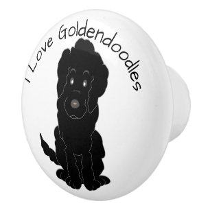 Pomo De Cerámica Diseño de perro Goldendoodle negro