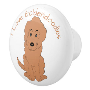 Pomo De Cerámica Diseño de perro Goldendoodle rojo