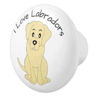 Pomo De Cerámica Diseño de perro Labrador amarillo