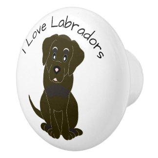 Pomo De Cerámica Diseño de perro Labrador de chocolate