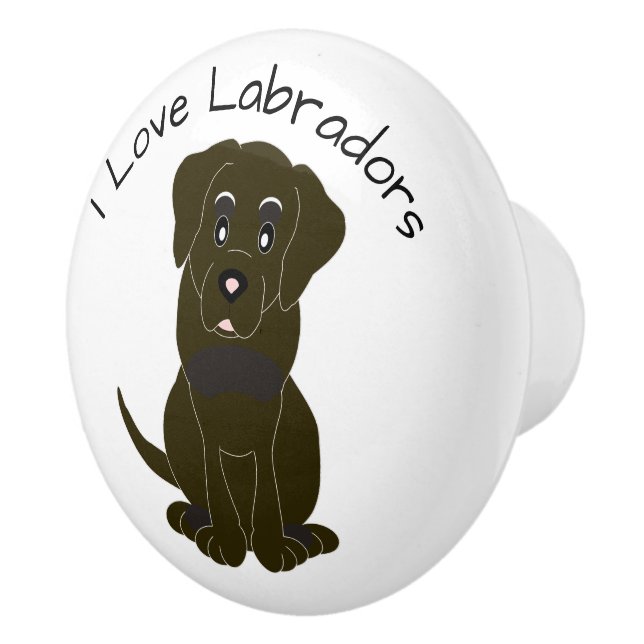 Pomo De Cerámica Diseño de perro Labrador de chocolate (Derecha)