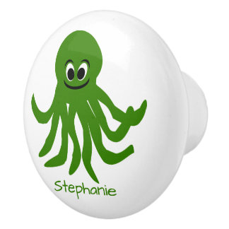 Pomo De Cerámica Diseño de Pulpo Verde Personalizado