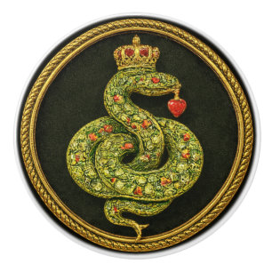 Pomo De Cerámica Diseño de serpiente Tudor isabelino con rubí enjoy