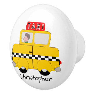Pomo De Cerámica Diseño de Taxi Amarillo Personalizado