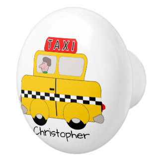 Pomo De Cerámica Diseño de Taxi Amarillo Personalizado