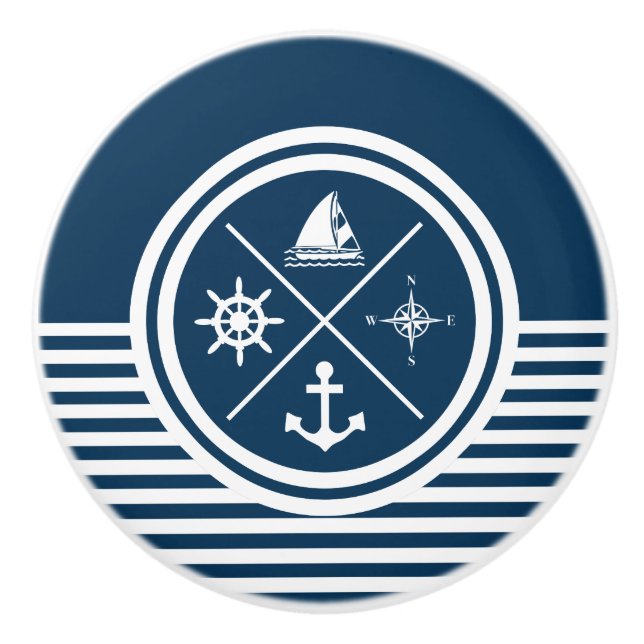 Pomo De Cerámica Diseño de temática náutica (Anverso)