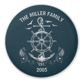 Pomo De Cerámica Diseño de temática náutica con paisaje oceánico