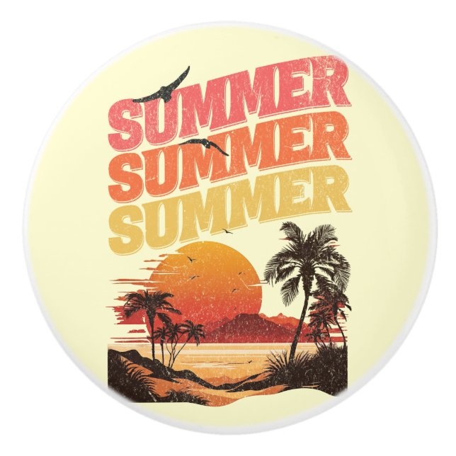 Pomo De Cerámica Diseño de texto de verano (Anverso)