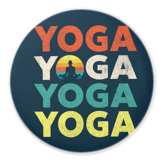 Pomo De Cerámica Diseño de texto de yoga (Anverso)