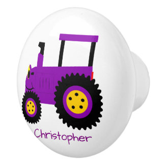 Pomo De Cerámica Diseño de Tractor Purpura Personalizado