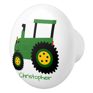 Pomo De Cerámica Diseño de Tractor Verde Personalizado
