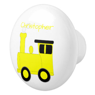 Pomo De Cerámica Diseño de Tren Amarillo Personalizado