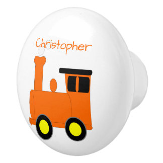 Pomo De Cerámica Diseño de Tren Naranja Personalizado