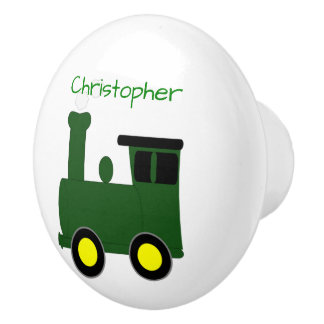 Pomo De Cerámica Diseño de tren verde personalizado