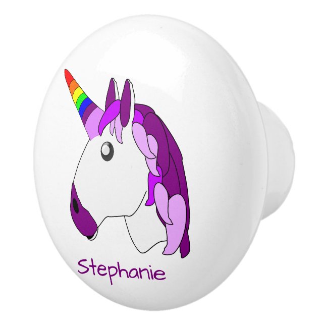 Pomo De Cerámica Diseño de Unicornio Personalizado (Derecha)