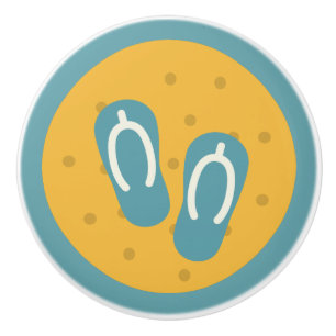 Pomo De Cerámica Diseño de vida costero, sandalias Flip Flops