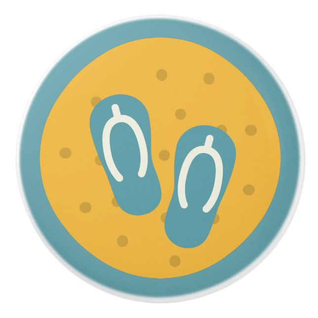 Pomo De Cerámica Diseño de vida costero, sandalias Flip Flops (Anverso)