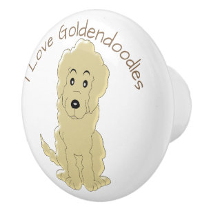 Pomo De Cerámica Diseño del perro de Goldendoodle
