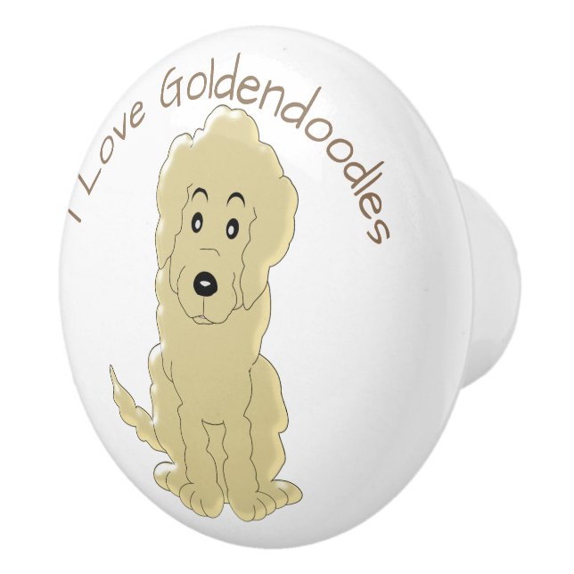 Pomo De Cerámica Diseño del perro de Goldendoodle (Derecha)