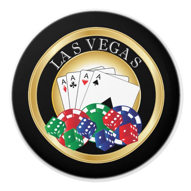 Pomo De Cerámica Diseño del póker de Las Vegas (Anverso)