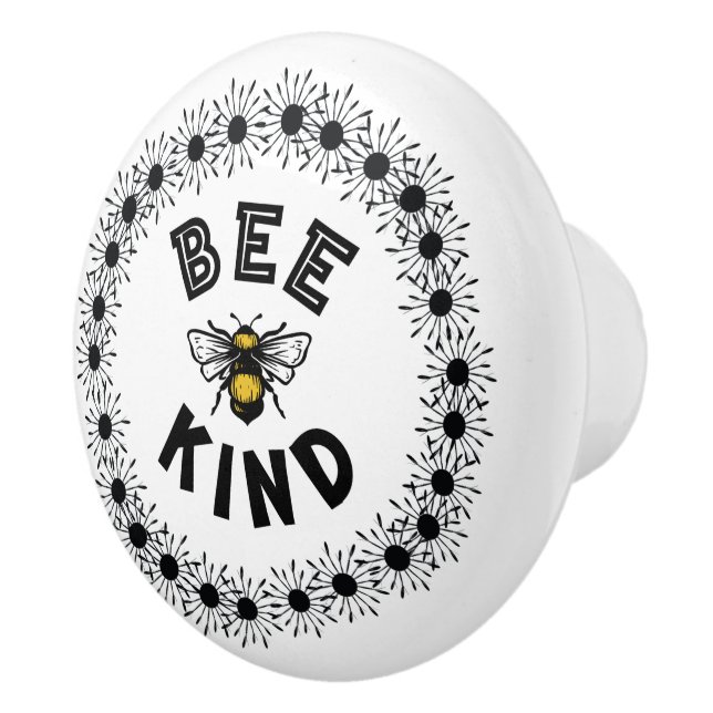 Pomo De Cerámica Diseño floral de Bee Kind Bumble Bee Kindness (Derecha)