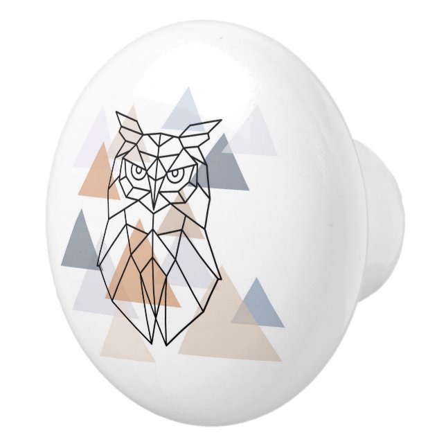 Pomo De Cerámica Diseño geométrico del búho (Derecha)