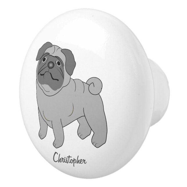Pomo De Cerámica Diseño personalizado de pug Dog (Derecha)