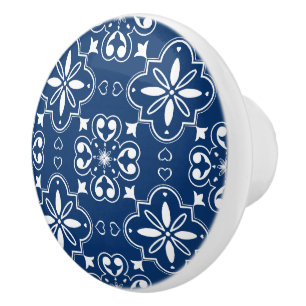 Pomo De Cerámica Diseño portugués mediterráneo moderno azul blanco