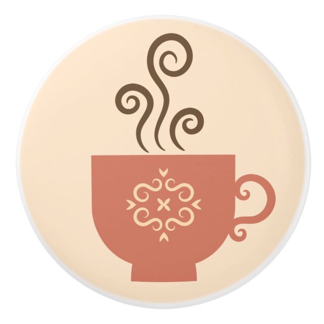 Pomo De Cerámica Diseño retro de tiempo de café (Anverso)