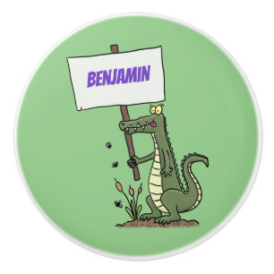 Pomo De Cerámica Divertido cocodrilo alineador con personalizado de