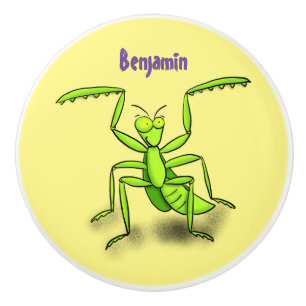 Pomo De Cerámica Divertido ilustracion personalizado de mantis de o