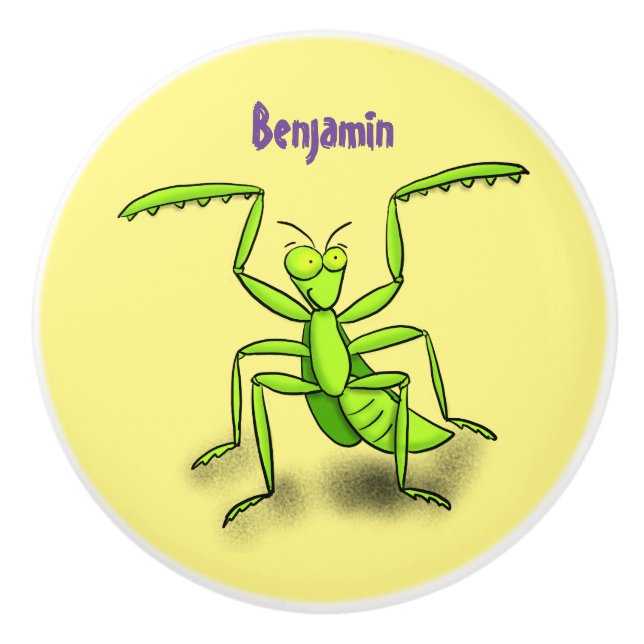 Pomo De Cerámica Divertido ilustracion personalizado de mantis de o (Anverso)