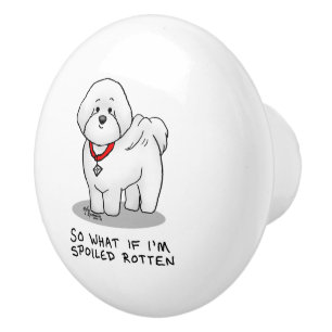 Pomo De Cerámica Divertido podrido podrido de Bichon Frise Perro -