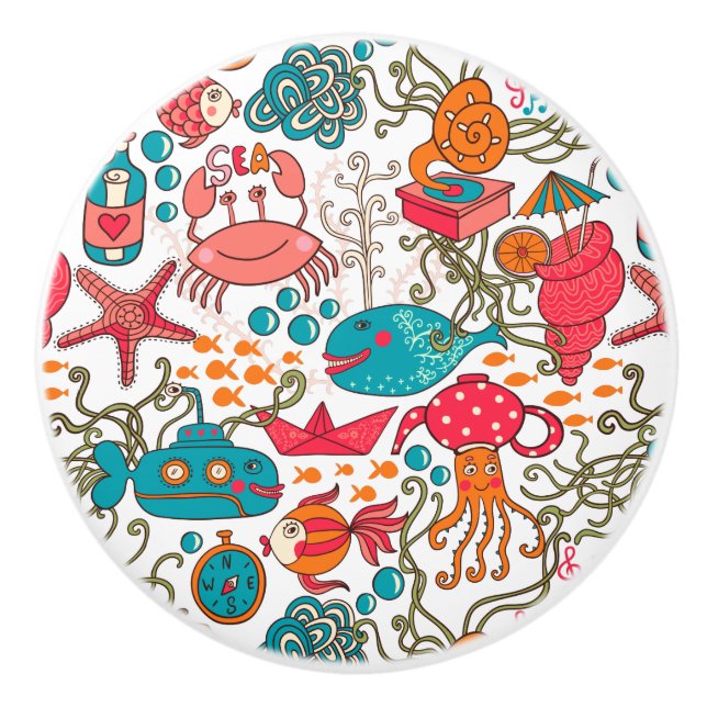 Pomo De Cerámica Divertido Sea Animals Ceramic Knob (Anverso)