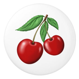 Pomo De Cerámica Doble cereza roja