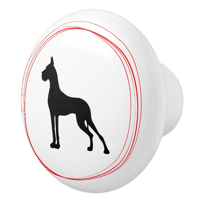 Pomo De Cerámica Dogo de Burdeos negro rojo (Derecha)