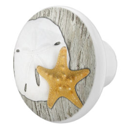 Pomo De Cerámica Dólar de arena Starfish Driftwood Beach