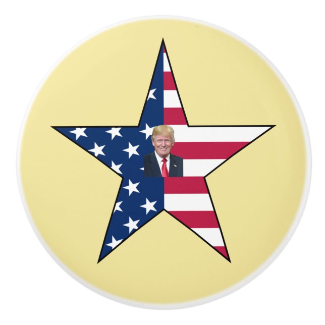 Pomo De Cerámica Donald J. Trump~ Presidente~ Bandera de Estados Un (Anverso)