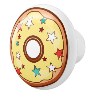 Pomo De Cerámica Donut amarillo rociado con rociadores