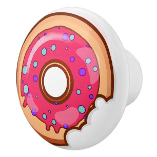 Pomo De Cerámica Donut de fresa con rociadores