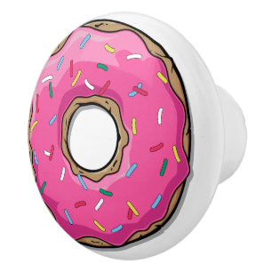 Pomo De Cerámica Donut rosado Personalizado con rociadores