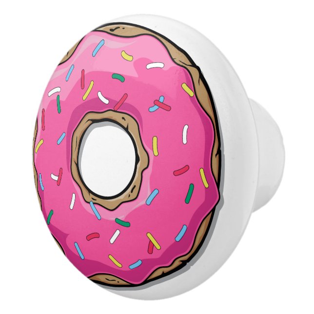 Pomo De Cerámica Donut rosado Personalizado con rociadores (Derecha)