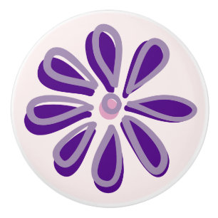 Pomo De Cerámica Doodle de flor índigo cúbico