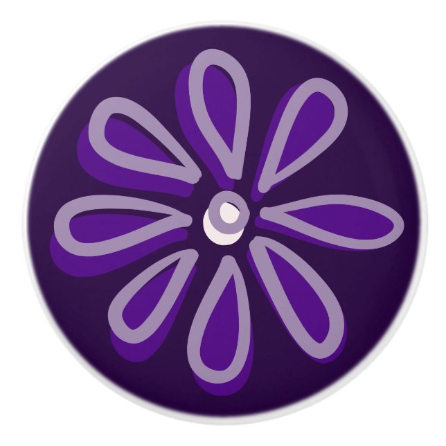 Pomo De Cerámica Doodle De Flor Púrpura (Anverso)